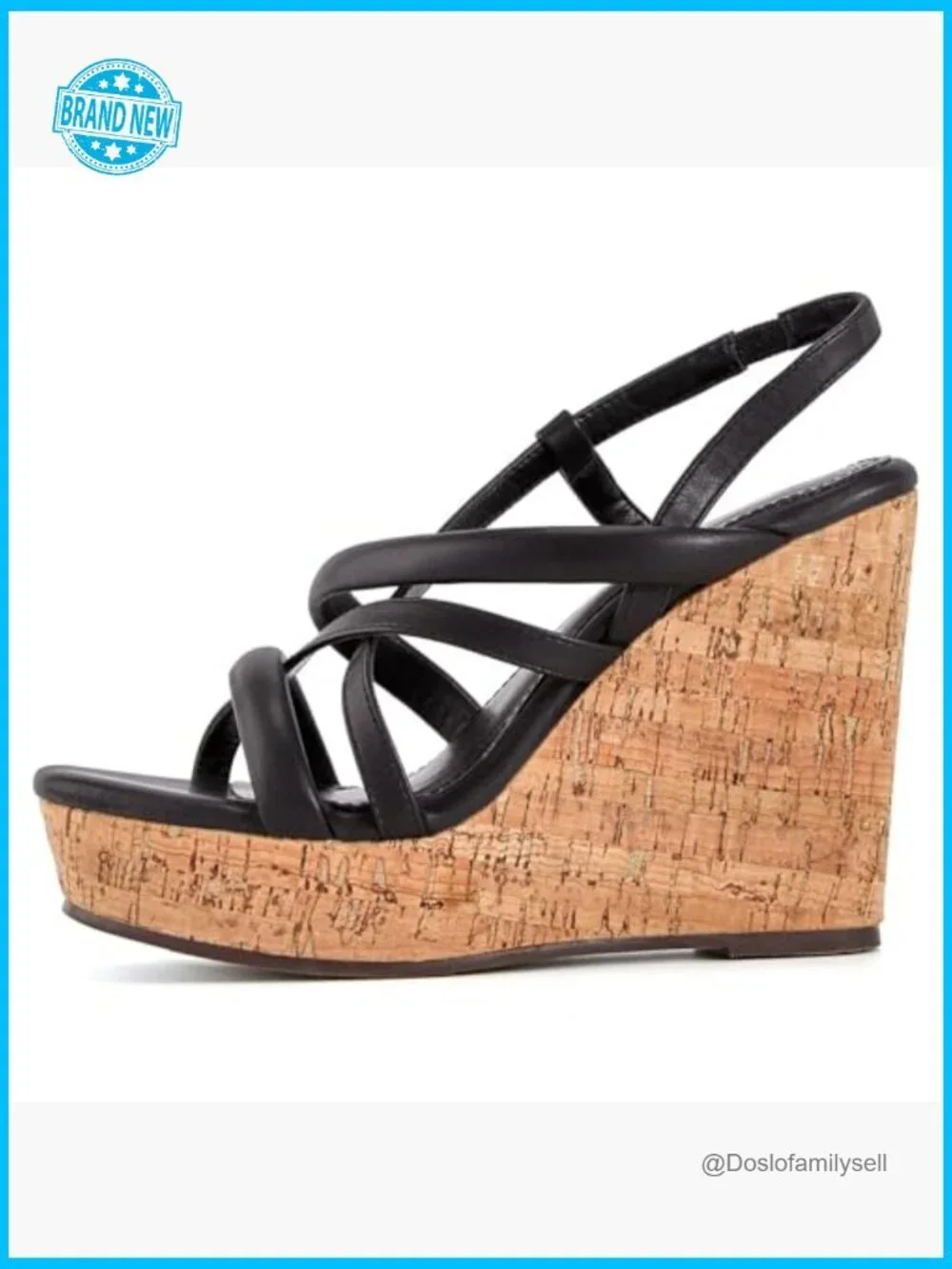Wedge Sandals Cork Platform Espadrilles Slingback Summer Heels Square Open Toe